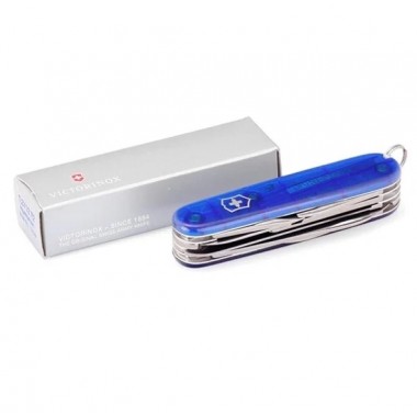 Нож Victorinox Huntsman 91 мм, 15 функций, прозрачный, синий-1