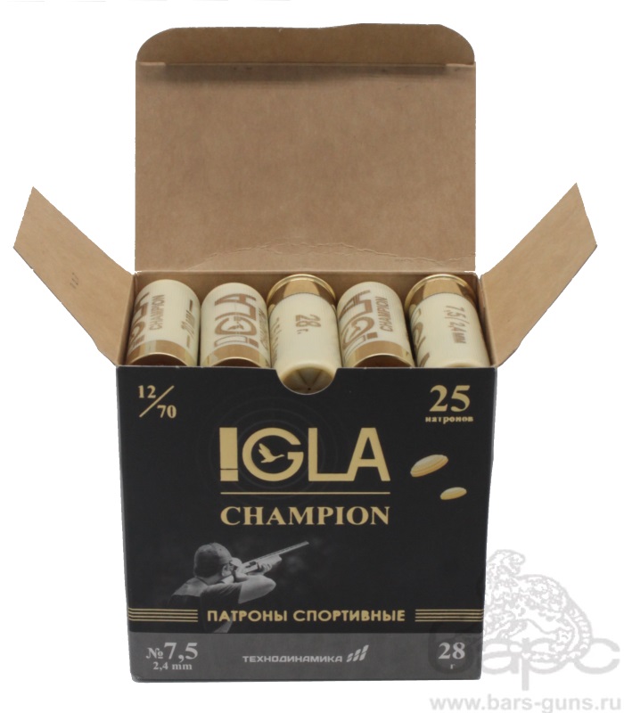 Патрон 12х70 дробь 7,5 навеска 28 г Igla-Champion - 2.jpg Патрон 12х70 дробь 7,5 навеска 28 г Igla-Champion - 2.jpg
