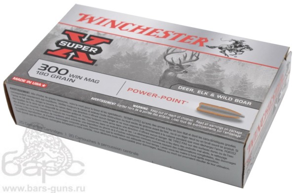 Патрон 300WM Winchester 180 gr Power Point пачка