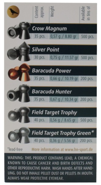 Пульки H&N Sampler Hunting Pellets набор  6 видов пуль