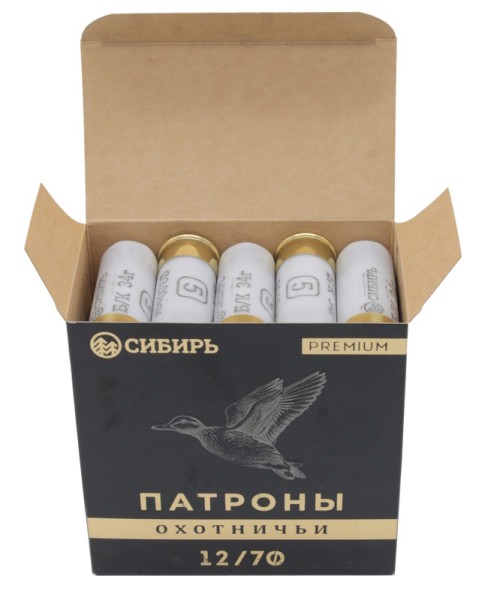 Патрон 12х70 дробь 5 Сибирь Premium 34 г б-к - 3