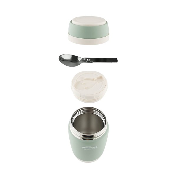 Термос для еды THERMOcafe DETC-400BC 0,4л, (14,5х8,5х7,3см), скл.ложка, крышка-чашка, цвет мятный-1